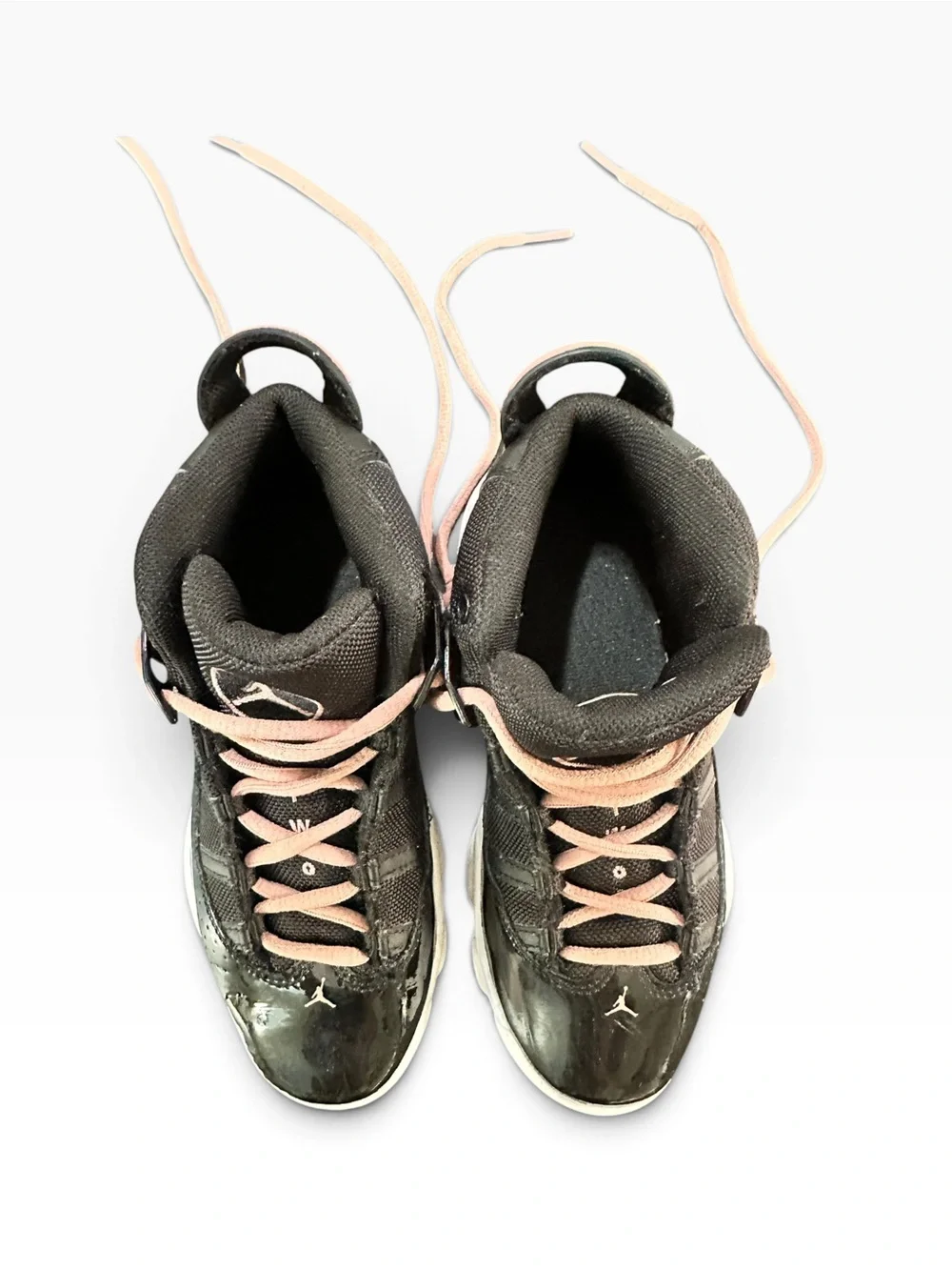Jordan 6 Rings Black/Pink Mid Top Lace-Up Sneaker Youth 2.5Y 323432-068